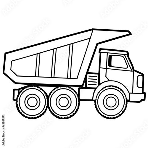 articulated dump truck machine outline coloring book page line art drawing