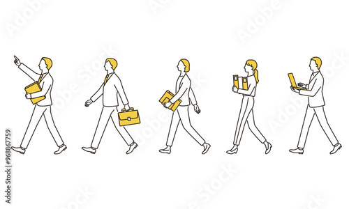 鞄や書類を持って歩くビジネスパーソン