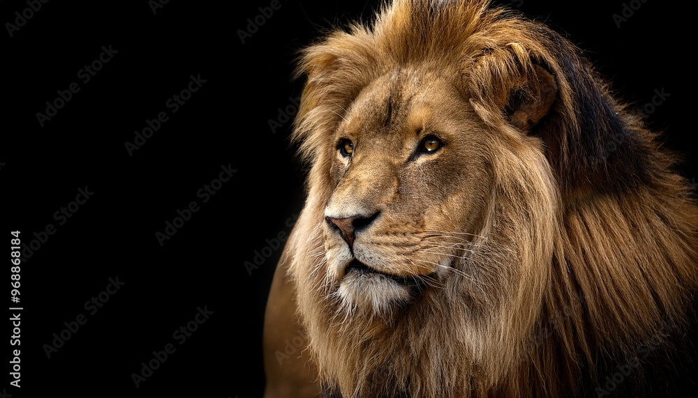 Fototapeta premium Majestic lion in gold outline