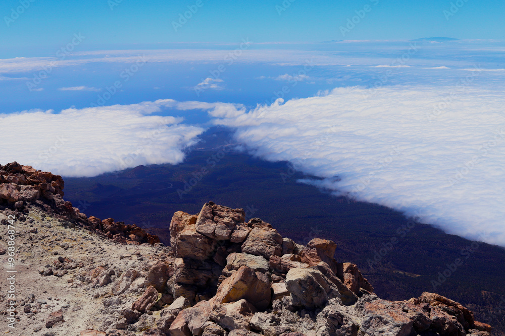 On top point of mountain Pico del Teide on Tenerife , Canary Islands, Spain.