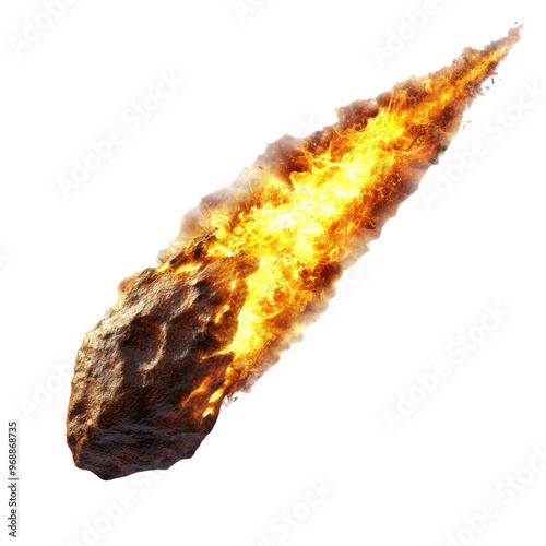 realistic large comet meteorites burns isolated on transparent background.