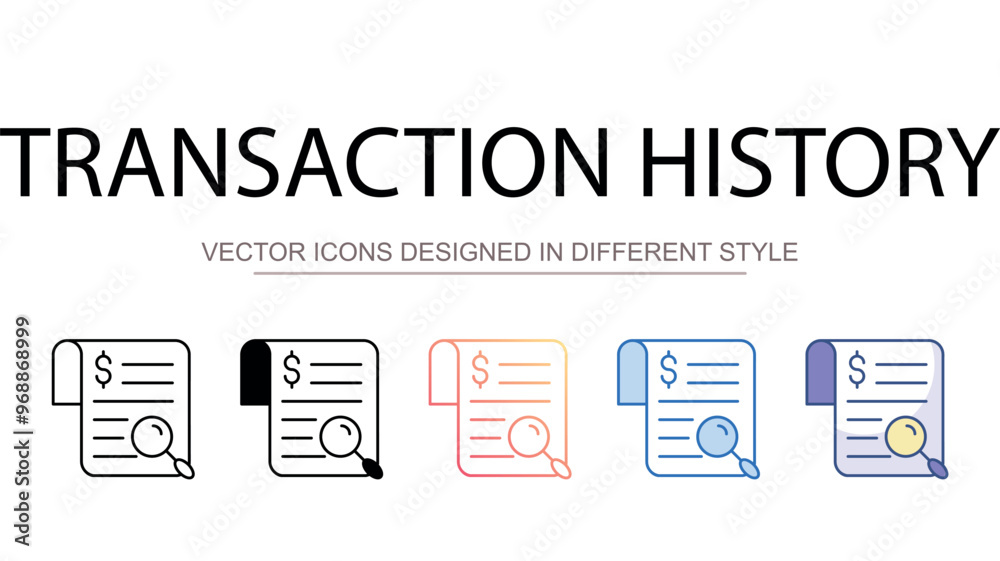 Transaction History icon design with white background stock illustration Transaction History icon design with white background stock illustration