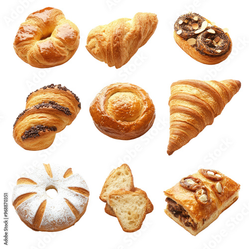 tasty fresh bakery snacks items isolated on transparent background