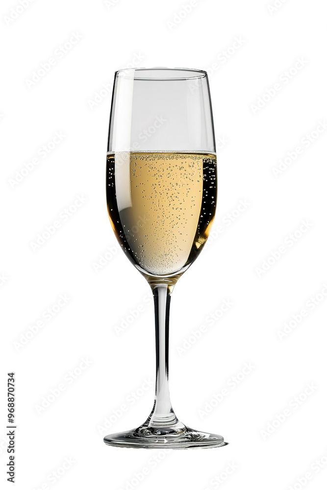 a glass of sparkling wine isolated on transparent background, side view a glass of sparkling wine isolated on transparent background, side view