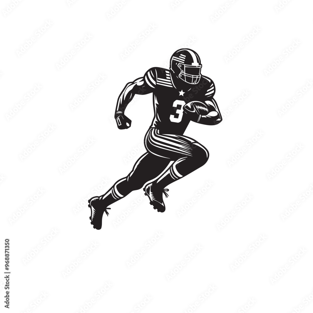 Obraz premium American football player silhouette. American football player logo, icon vector design isolated on white background.