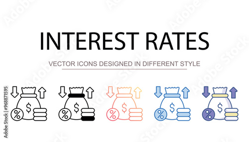 Interest Rates icon design with white background stock illustration