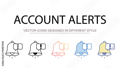Account Alerts icon design with white background stock illustration