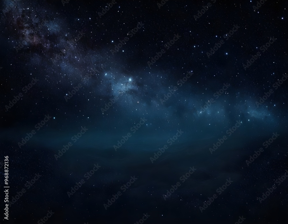 Obraz premium A clear night sky filled with shimmering stars over a dark blue atmospheric backdrop