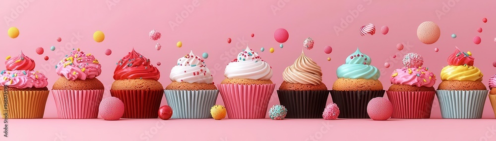 Cupcake Day style wallpaper, A background with decorations and Cupcake Day patterns such as cupcakes