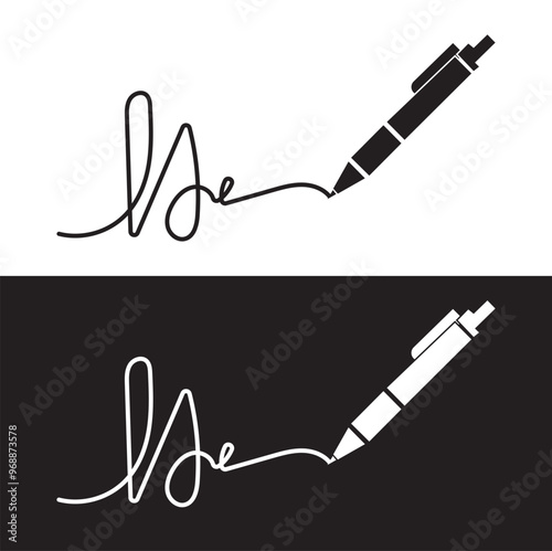 The signature icon. Pen and undersign, underwrite, ratify symbol.  isolated on white and black background. Clothing icons. Vector Illustration. EPS 10