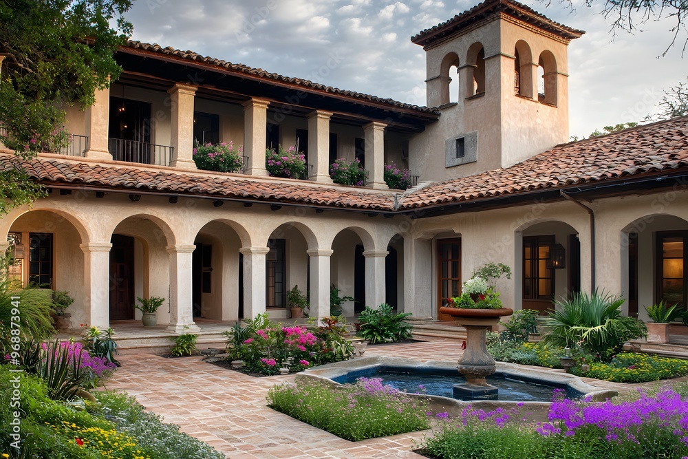 Spanish Style Home with Courtyard Fountain Spanish Style Home with Courtyard Fountain