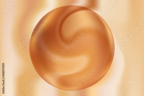 Aesthetic coffee color wallpaper with glowing sphere. Abstract brown, beige gradient with smooth texture, background copy space. Vintage backdrop for presentation product display