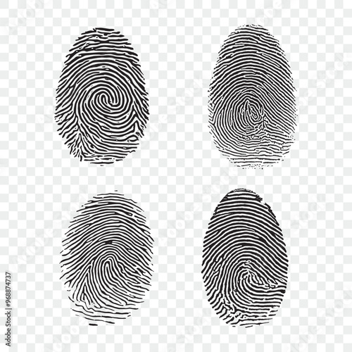 Vector set fingerprints isolated on transparent background