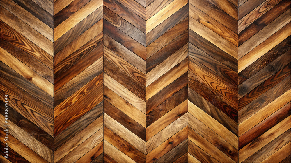A wood floor with a chevron pattern, displaying alternating dark and light wood tones, creating a visually captivating and intricate floor pattern A wood floor with a chevron pattern, displaying alternating dark and light wood tones, creating a visually captivating and intricate floor pattern
