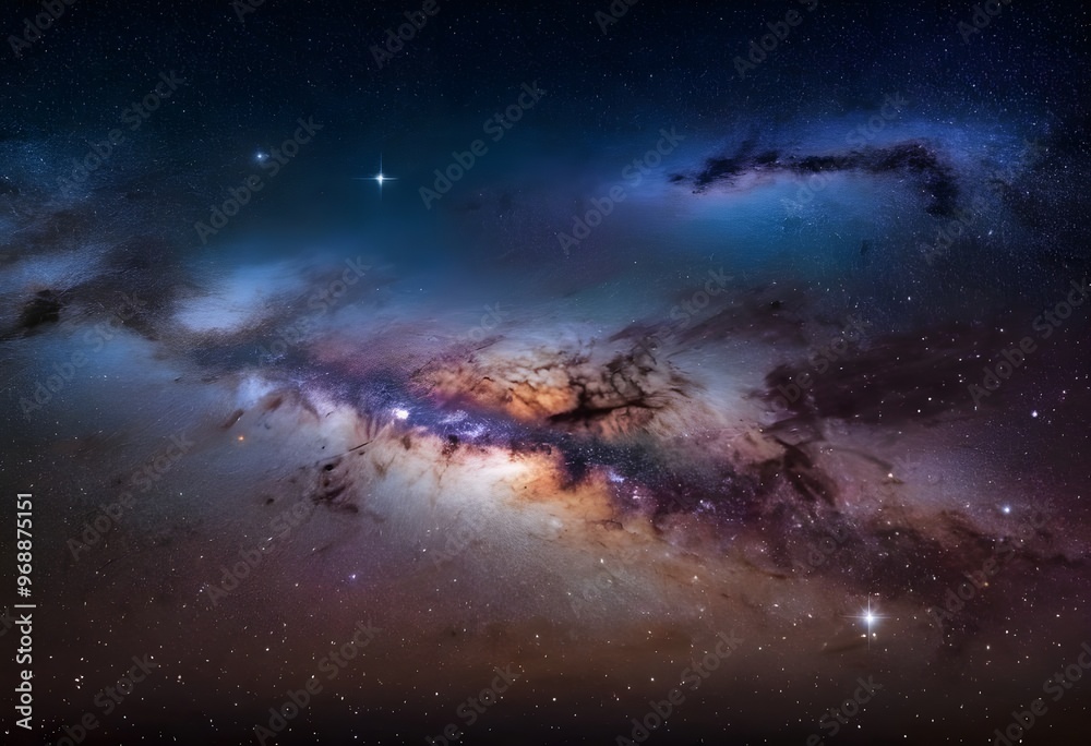 Fototapeta premium A clear night sky filled with shimmering stars over a dark blue atmospheric backdrop