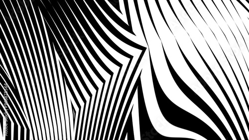 Abstract creative black and white curve stripe geometric shape monochrome background illustration.