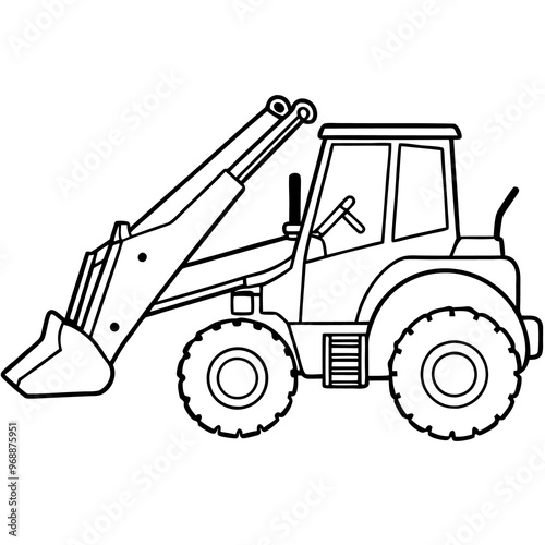 backhoe machine outline coloring book page line art drawing