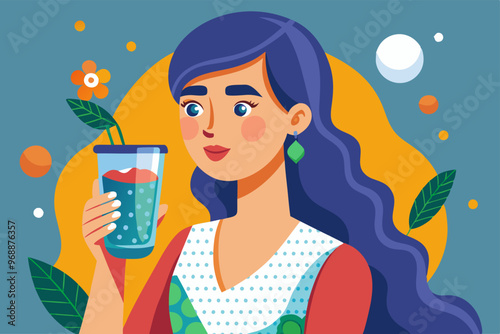 Woman enjoying refreshing chia seed water for health and wellness