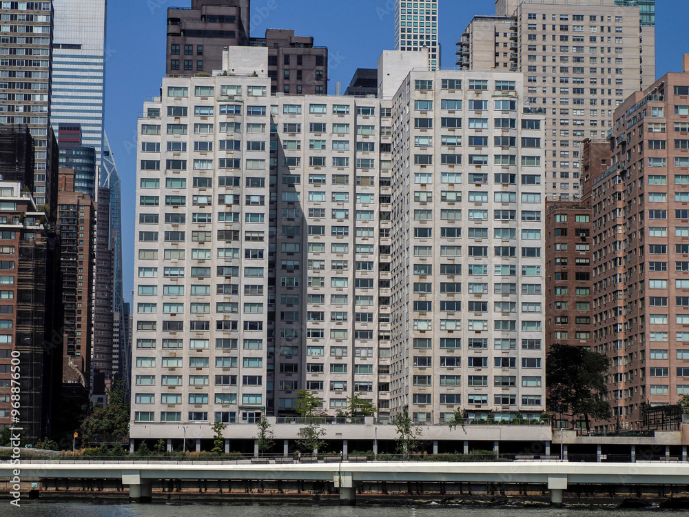 new york manhattan skyscrapers building view from Roosvelt island new york manhattan skyscrapers building view from Roosvelt island