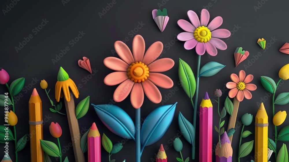 Obraz premium Cute vector kids hand drawn sketch school chalk background