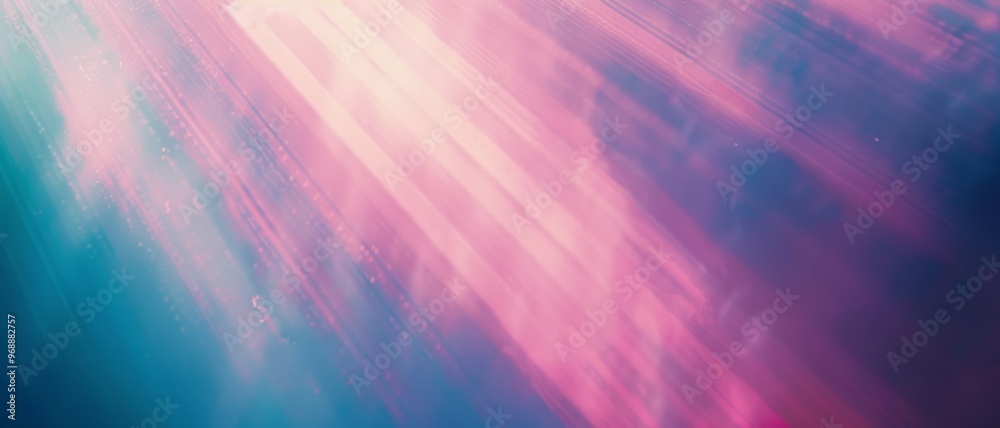 Soft beams of pink and blue light diffusing through a dreamy, cloud-like mist, evoking a sense of peace and ethereal beauty.