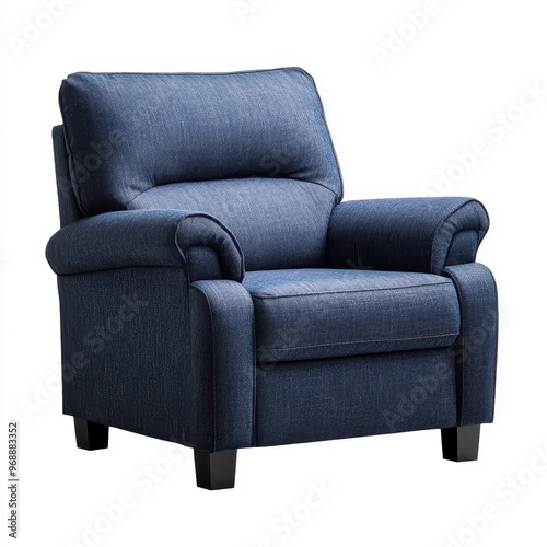 A comfortable blue upholstered armchair designed for leisure and relaxation.