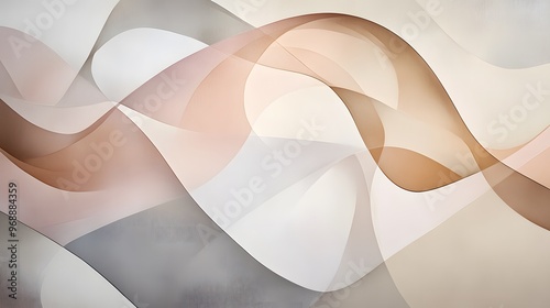 Organic abstract shapes in soft, muted tones blending together to create a fluid, natural composition.