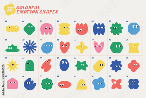 Colorful Emotion Shapes - Illustration Set