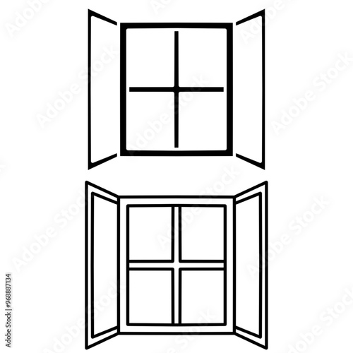 open window icon, vector illustration icon