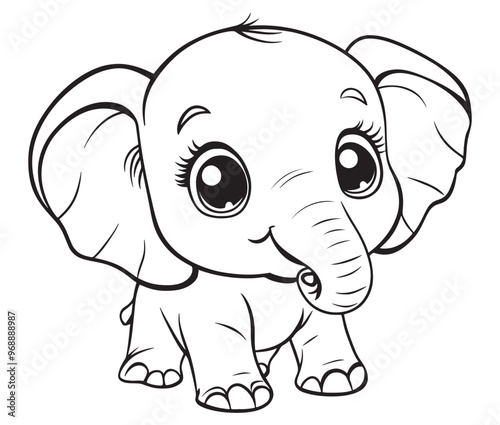 Canvas Print Elephant cartoon page cute animals vector illustration