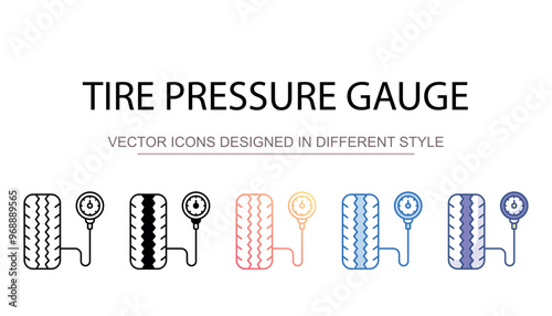 Tire pressure gauge icon design with white background stock illustration
