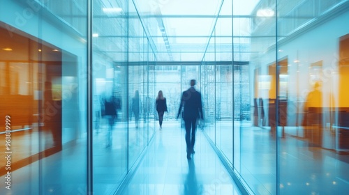 Group of Business people walking in the office corridor,People in business center walking at hall,office employees in motion go around at coworking space,Wide image,Concept of office life.