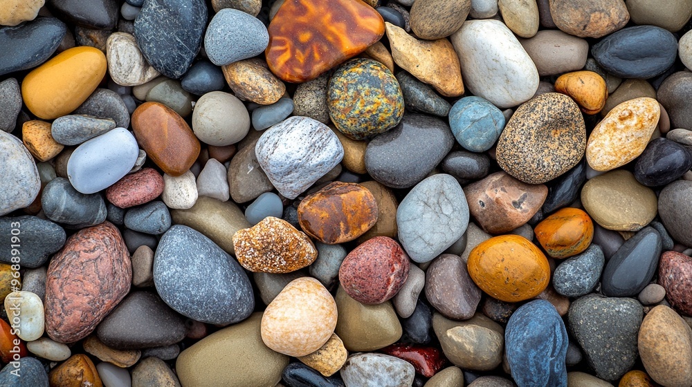 Multicolored small pebbles on a beach. Abstract background. Multicolored small pebbles on a beach. Abstract background.