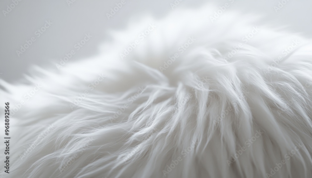 Fototapeta premium A white fluffy fur with a clean background