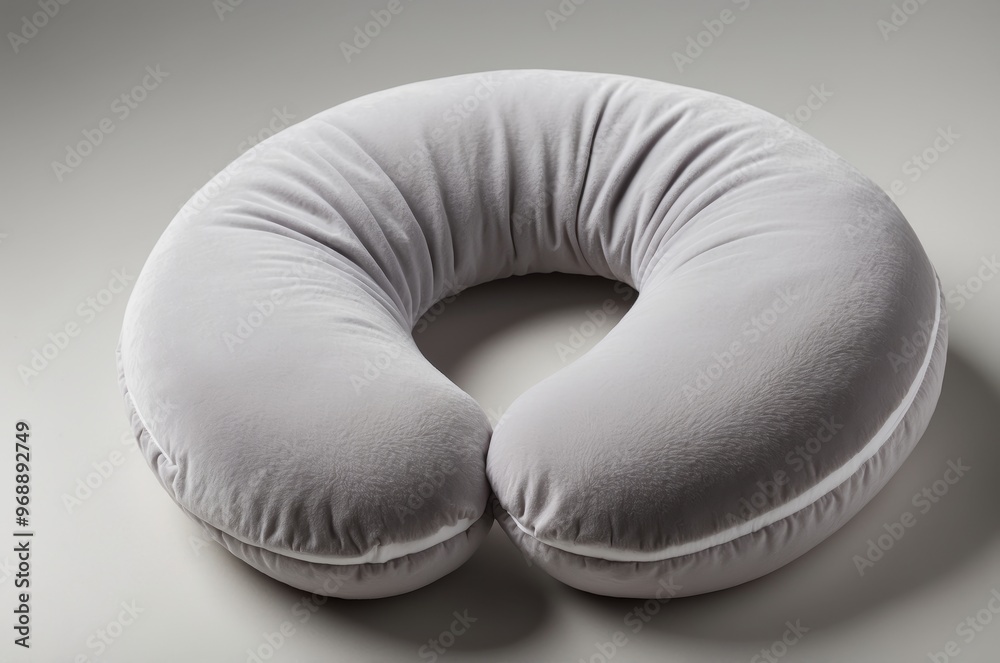 Gray U-Shaped Pillow with White Trim Gray U-Shaped Pillow with White Trim