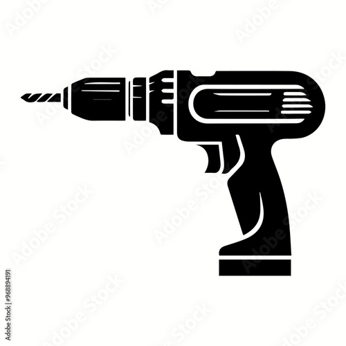 Stylish Electric Hand Drill Silhouette for Custom T-shirt, Logo, and Art