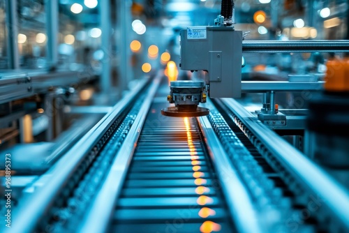 Wallpaper Mural Automated Industrial Production Line with Robotic Arm and Conveyor Belt Torontodigital.ca