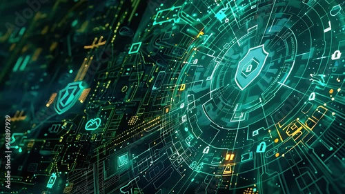 Wallpaper Mural The Cyber Guardian - A High-Tech Shield for Data Torontodigital.ca