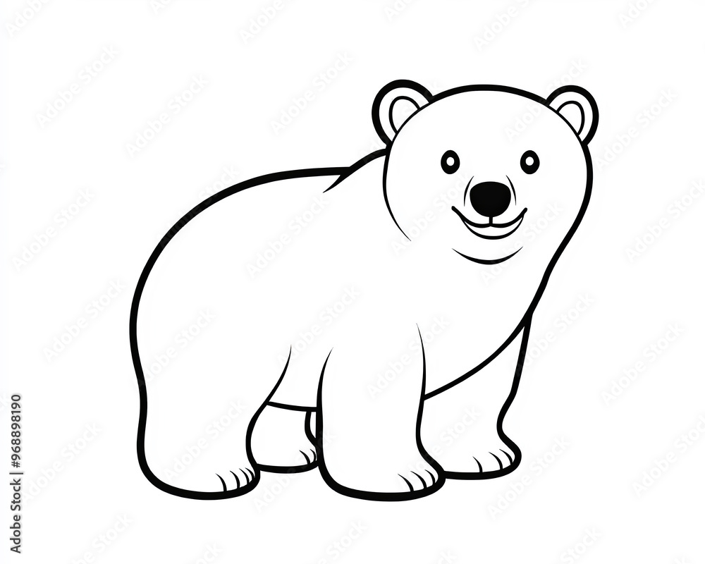 Minimalist kawaii polar bear design in black and white perfect for children's coloring books with cute and simple style illustration on a white background. Minimalist kawaii polar bear design in black and white perfect for children's coloring books with cute and simple style illustration on a white background.