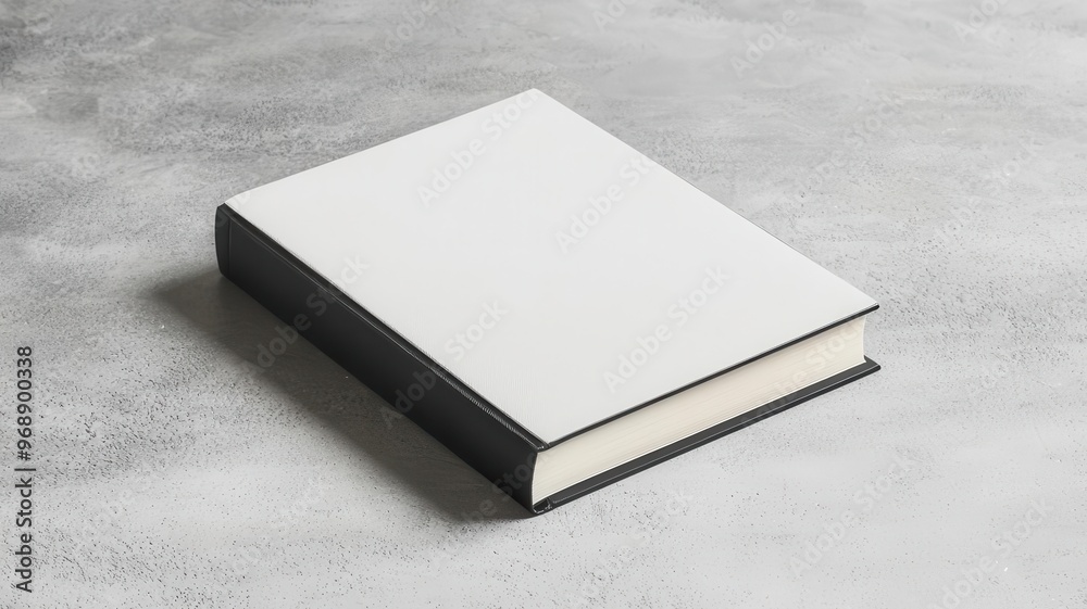 Hardcover book mockup standing upright on a concrete floor, with shadows and lighting effects, Book mockup, industrial style, branding Hardcover book mockup standing upright on a concrete floor, with shadows and lighting effects, Book mockup, industrial style, branding
