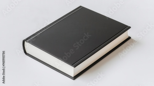 Hardcover book mockup with customizable cover and spine, set against a clean background, Book mockup, sleek design, simple presentation