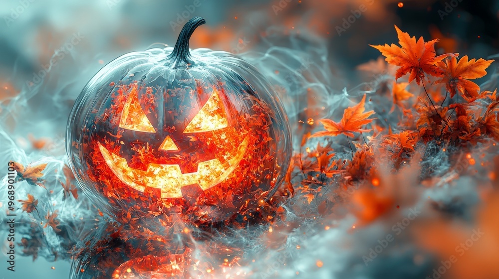 halloween pumpkin in the forest autumn halloween pumpkin in the forest autumn