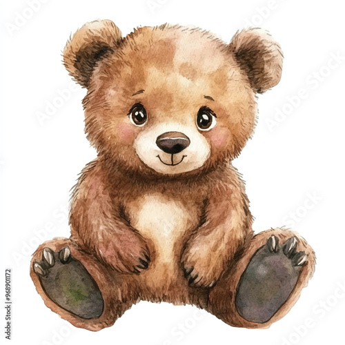 bear watercolor clipart illustration isolated