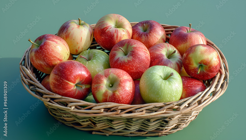Big Red Apples In Farm Basket. Wicker Basket of ripe fresh apples. Product extracted from Apple. Autumn And Harvest Concept Big Red Apples In Farm Basket. Wicker Basket of ripe fresh apples. Product extracted from Apple. Autumn And Harvest Concept