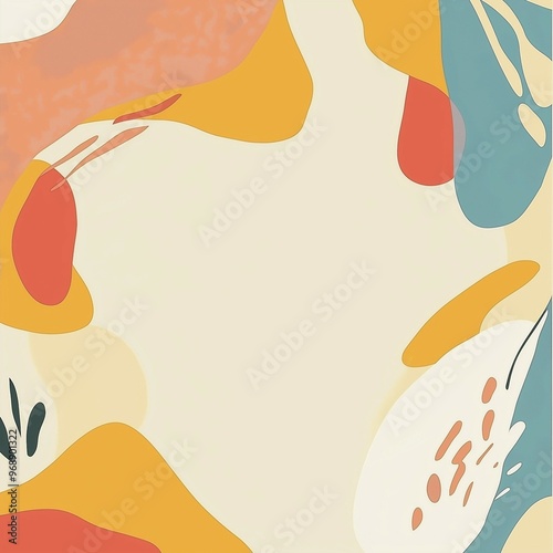 Illustration of abstract shapes minimal colorful cover decoration and large blank space in the center for text on white background,illustration concept.