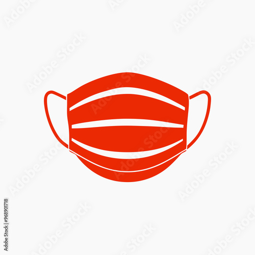 Red medical mask on a minimalistic background representing health protection and safety measures