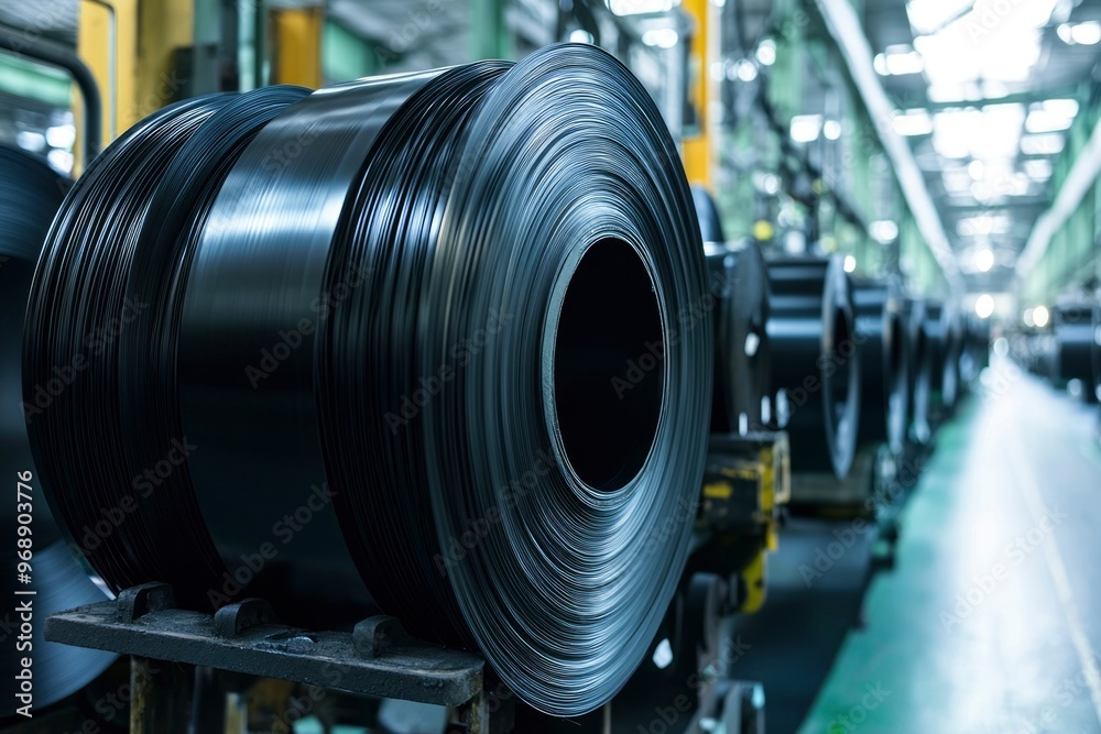 Close-up of Rolled Metal Sheet in a Manufacturing Facility Close-up of Rolled Metal Sheet in a Manufacturing Facility