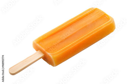 orange popsicle cut out. isolated on transparent background. Copy space.