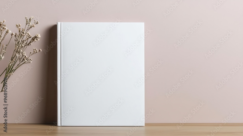 Paperback book mockup with a customizable cover leaning against a wall, Book mockup, minimalist style, branding Paperback book mockup with a customizable cover leaning against a wall, Book mockup, minimalist style, branding