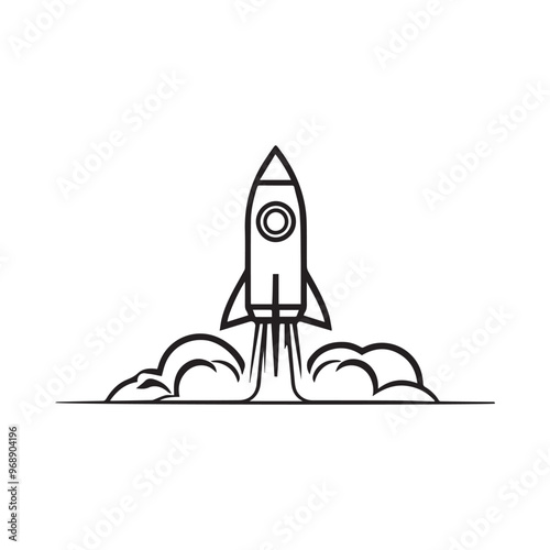 Rocket launched logo vector, spaceship icon in flat design, rocket vector.